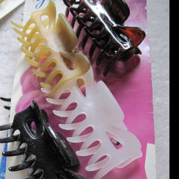 4 Goody Medium Tabitha Claw Clips Hair Jaw Plastic Black Brown Frosted Clear Tan - Picture 3 of 7